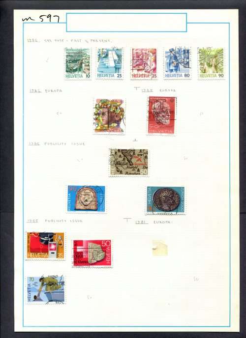 Switzerland - 13 Stamps Mounted (Hinged) On Old Album Page