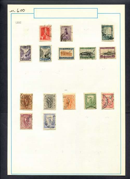 Greece - 15 Stamps Mounted (Hinged) On Old Album Page