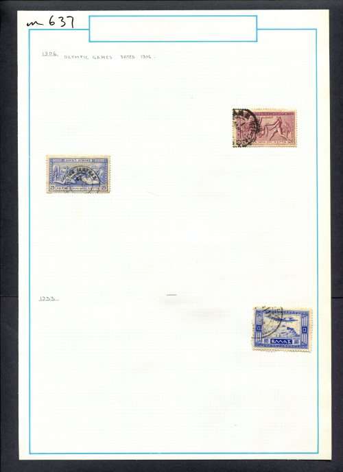 Greece - 3 Stamps Mounted (Hinged) On Old Album Page