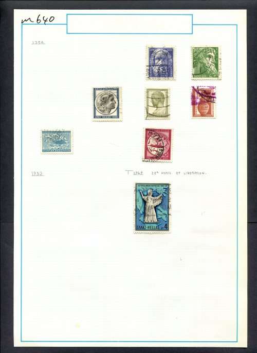 Greece - 8 Stamps Mounted (Hinged) On Old Album Page