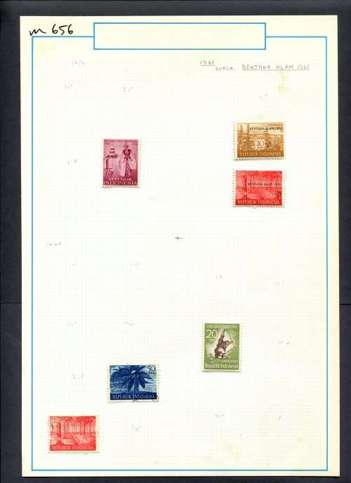 Indonesia - 6 Stamps Mounted (Hinged) On Old Album Page
