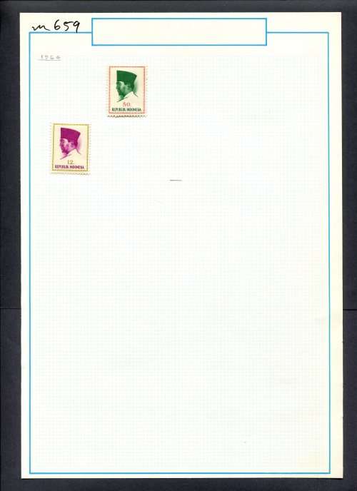 Indonesia - 2 Stamps Mounted (Hinged) On Old Album Page