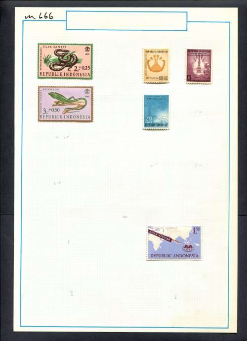 Indonesia - 6 Stamps Mounted (Hinged) On Old Album Page