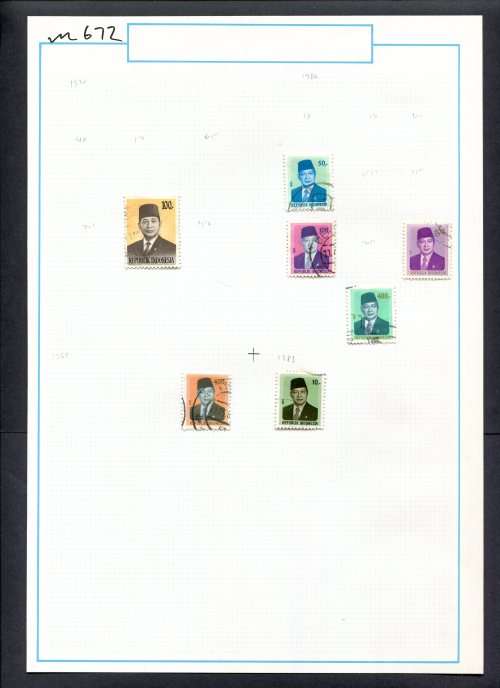 Indonesia - 7 Stamps Mounted (Hinged) On Old Album Page