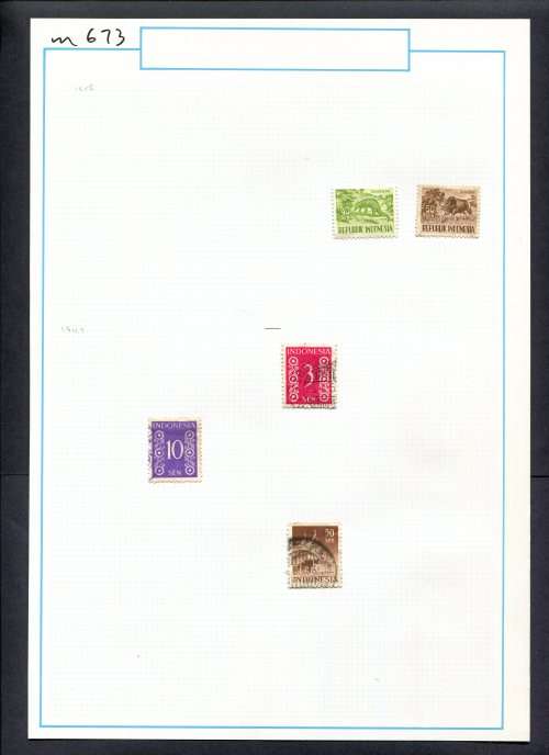 Indonesia - 5 Stamps Mounted (Hinged) On Old Album Page