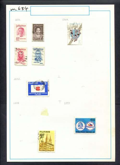 Philippines - 8 Stamps Mounted (Hinged) On Old Album Page