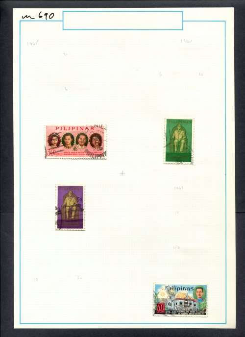 Philippines - 4 Stamps Mounted (Hinged) On Old Album Page