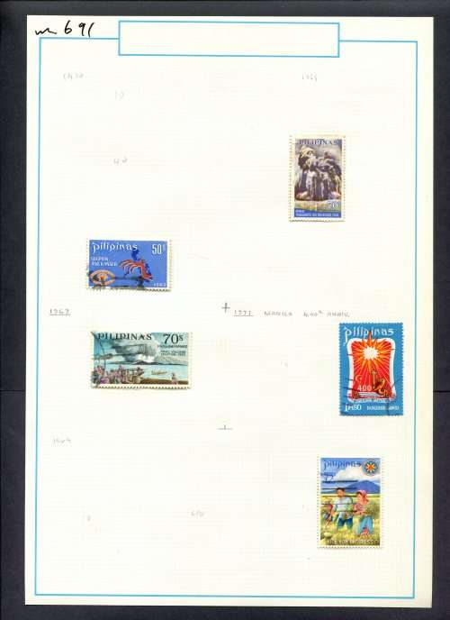 Philippines - 5 Stamps Mounted (Hinged) On Old Album Page