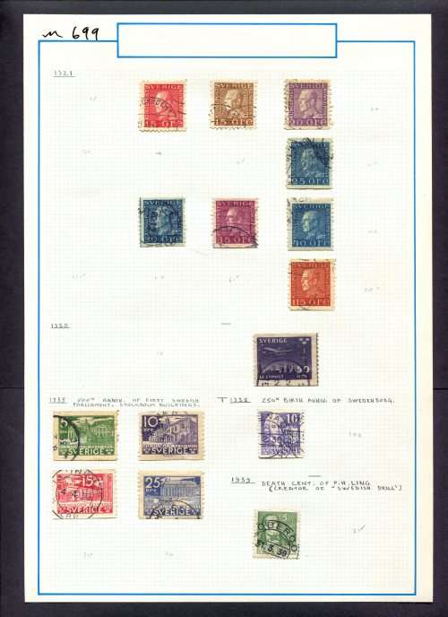 Sweden - 15 Stamps Mounted (Hinged) On Old Album Page