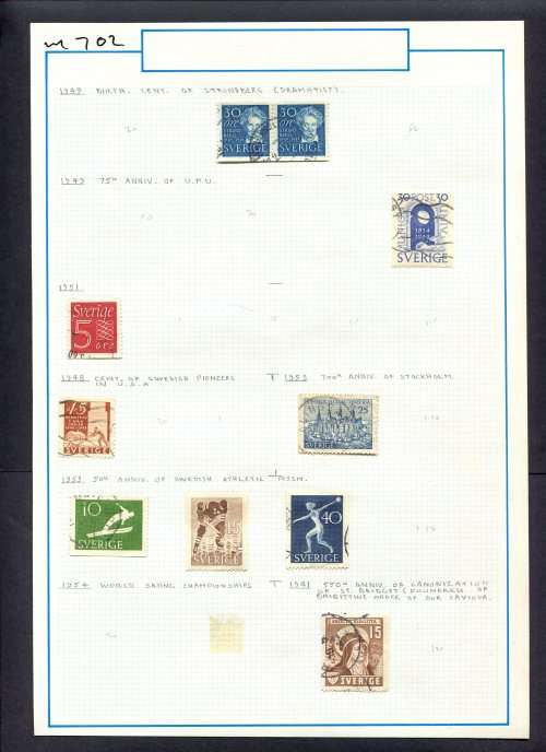 Sweden - 10 Stamps Mounted (Hinged) On Old Album Page