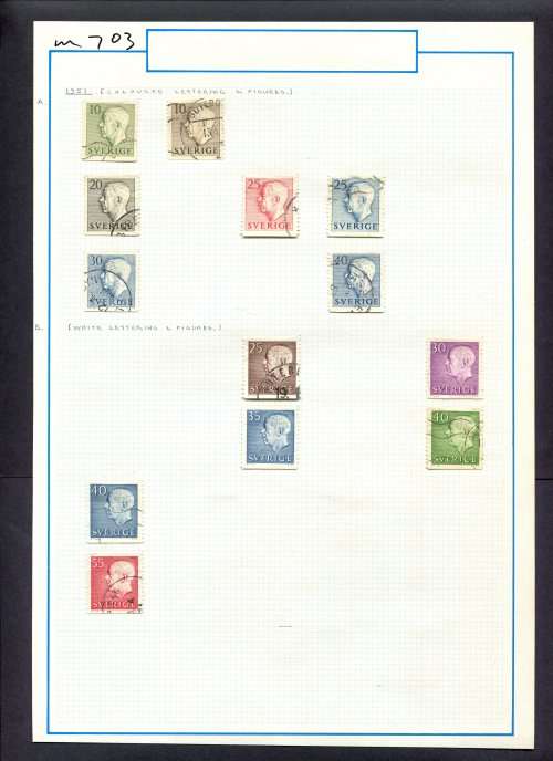 Sweden - 13 Stamps Mounted (Hinged) On Old Album Page