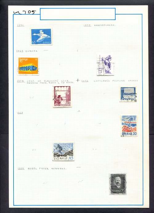 Sweden - 8 Stamps Mounted (Hinged) On Old Album Page