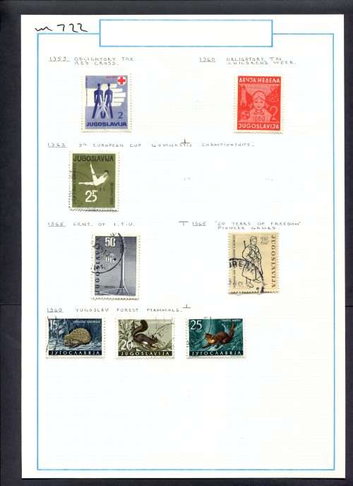 Yugoslavia - 8 Stamps Mounted (Hinged) On Old Album Page