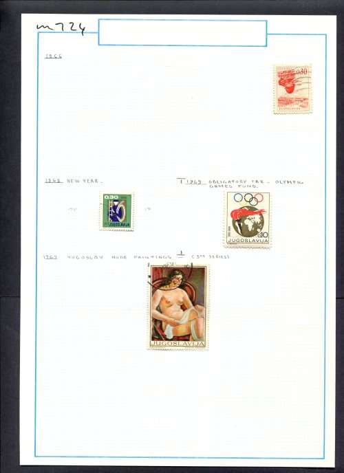 Yugoslavia - 4 Stamps Mounted (Hinged) On Old Album Page