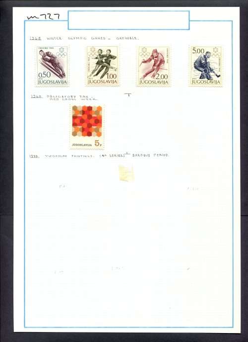 Yugoslavia - 5 Stamps Mounted (Hinged) On Old Album Page