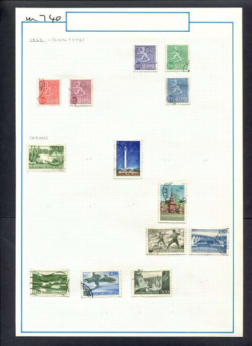Finland - 13 Stamps Mounted (Hinged) On Old Album Page