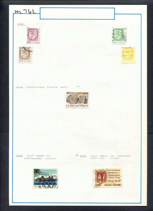 Finland - 7 Stamps Mounted (Hinged) On Old Album Page