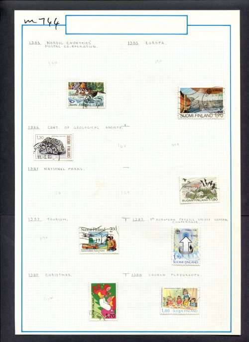 Finland - 8 Stamps Mounted (Hinged) On Old Album Page