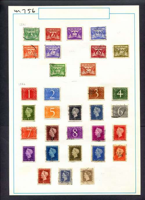 Netherlands - 32 Stamps Mounted (Hinged) On Old Album Page