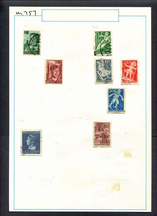Netherlands - 8 Stamps Mounted (Hinged) On Old Album Page