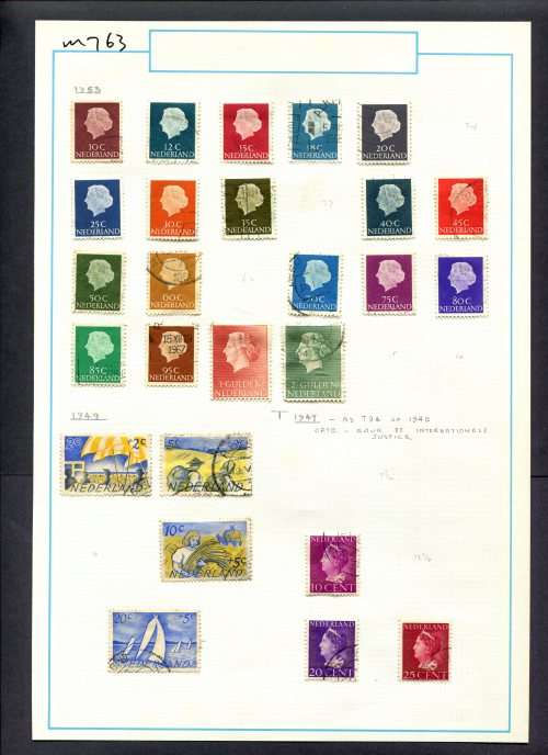 Netherlands - 26 Stamps Mounted (Hinged) On Old Album Page