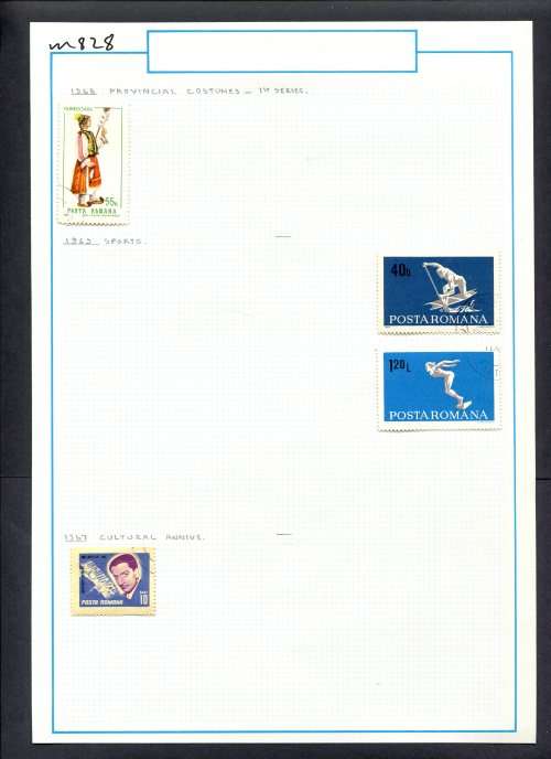 Romania - 4 Stamps Mounted (Hinged) On Old Album Page