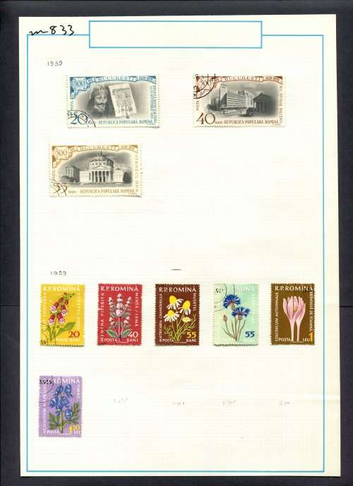 Romania - 9 Stamps Mounted (Hinged) On Old Album Page
