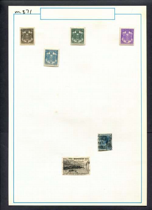 Monaco - 6 Stamps Mounted (Hinged) On Old Album Page