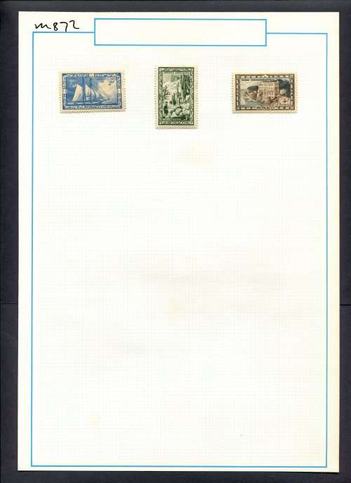 Monaco - 3 Stamps Mounted (Hinged) On Old Album Page