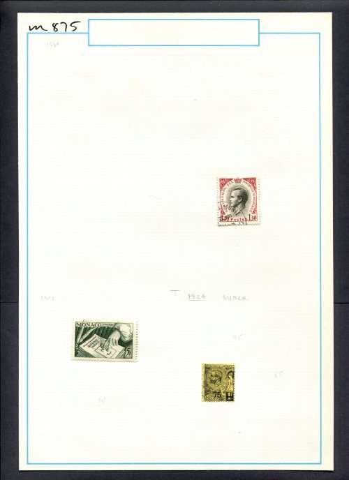 Monaco - 3 Stamps Mounted (Hinged) On Old Album Page