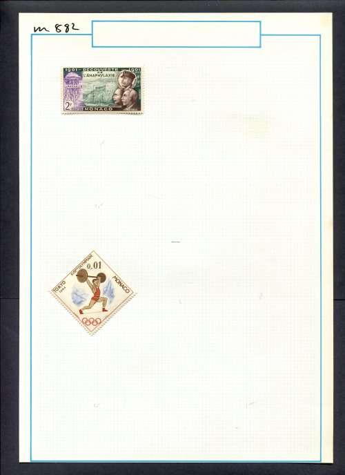 Monaco - 2 Stamps Mounted (Hinged) On Old Album Page