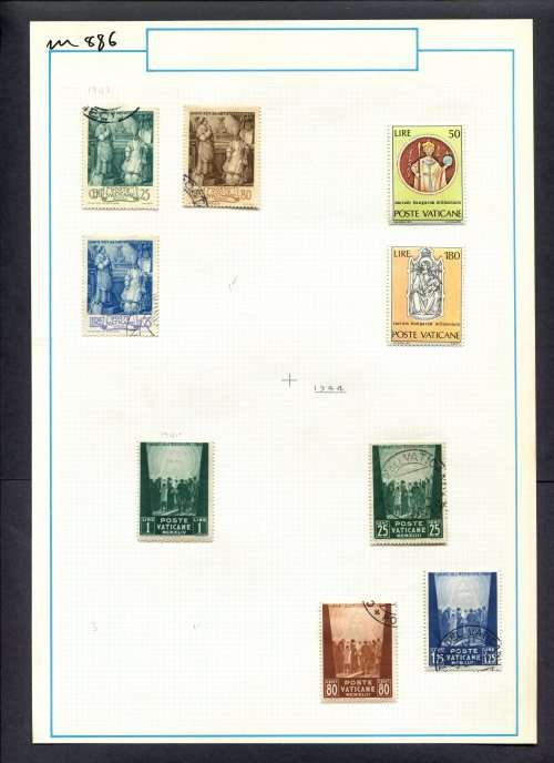 Vatican - 9 Stamps Mounted (Hinged) On Old Album Page