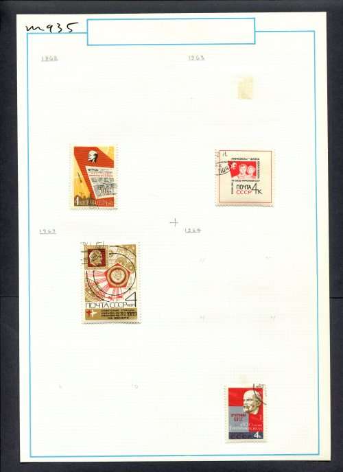 Russia - 4 Stamps Mounted (Hinged) On Old Album Page