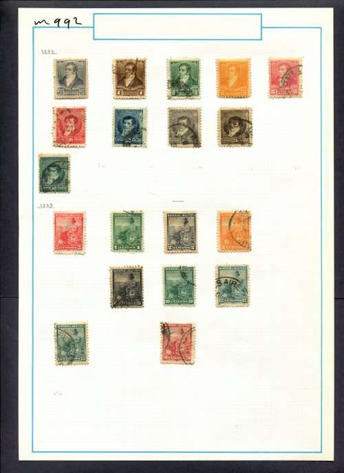 Argentina - 19 Stamps Mounted (Hinged) On Old Album Page