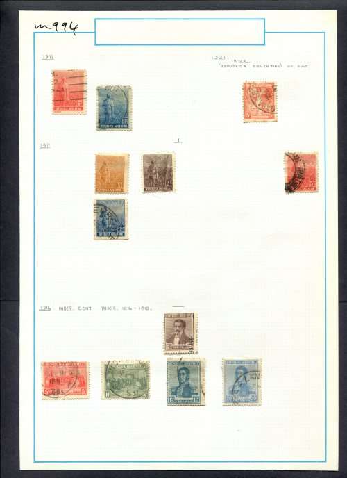 Argentina - 12 Stamps Mounted (Hinged) On Old Album Page
