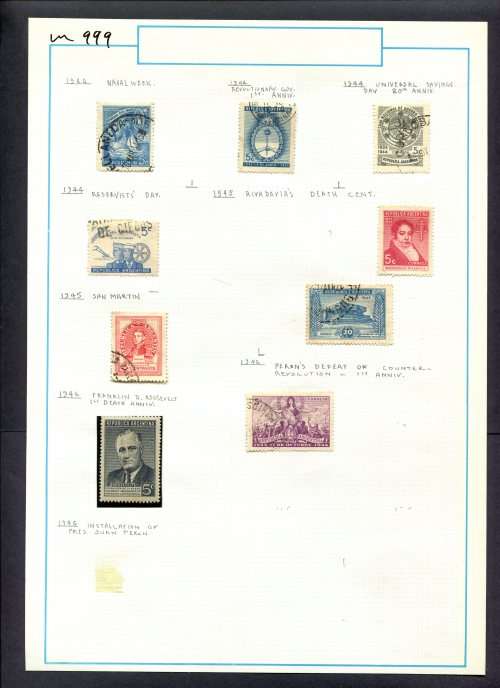 Argentina - 9 Stamps Mounted (Hinged) On Old Album Page
