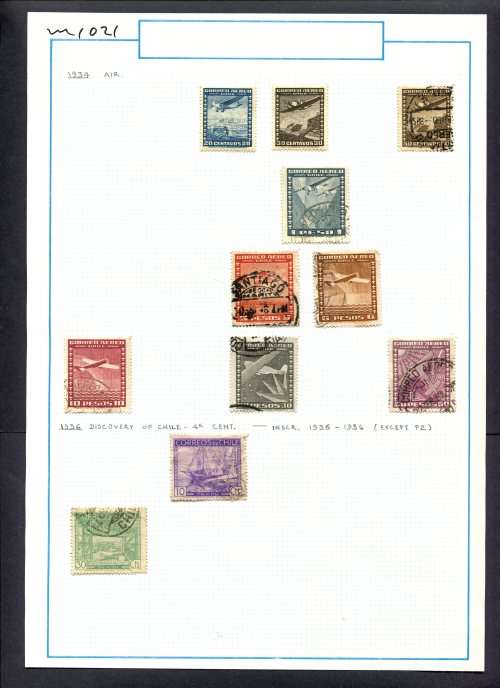 Chile - 11 Stamps Mounted On Old Album Page