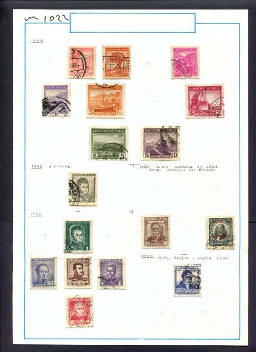 Chile - 17 Stamps Mounted On Old Album Page