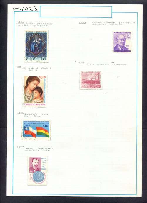 Chile - 6 Stamps Mounted On Old Album Page