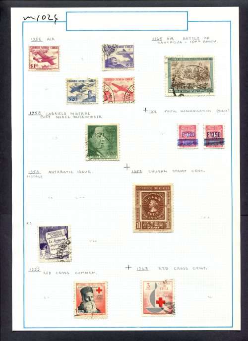 Chile - 12 Stamps Mounted On Old Album Page
