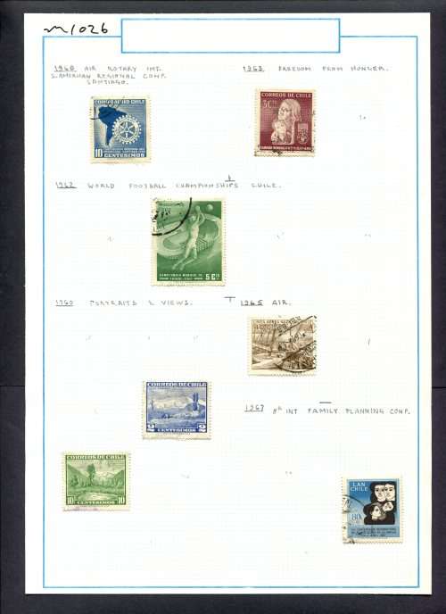 Chile - 7 Stamps Mounted On Old Album Page