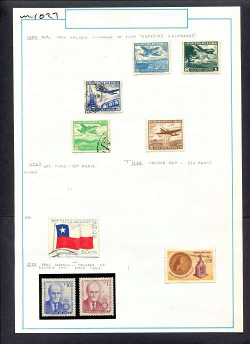 Chile - 9 Stamps Mounted On Old Album Page