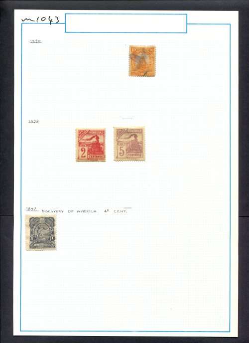 Honduras - 4 Stamps Mounted (Hinged) On Old Album Page