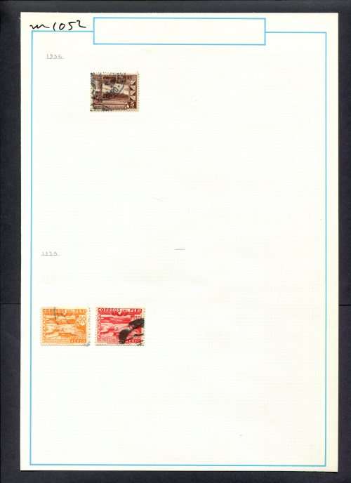 Peru - 3 Stamps Mounted (Hinged) On Old Album Page
