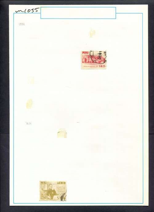 Peru - 2 Stamps Mounted (Hinged) On Old Album Page