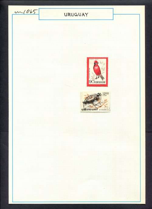 Uruguay - 2 Stamps Mounted (Hinged) On Old Album Page
