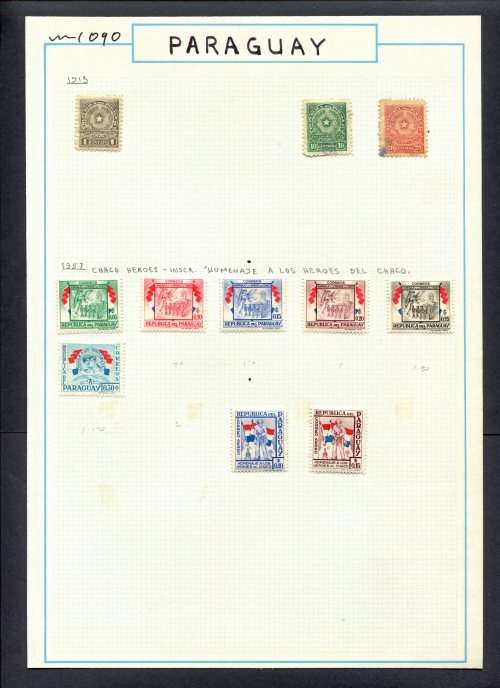 Paraguay - 11 Stamps Mounted (Hinged) On Old Album Page