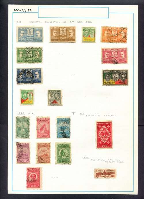 Brazil - 19 Stamps Mounted (Hinged) On Old Album Page
