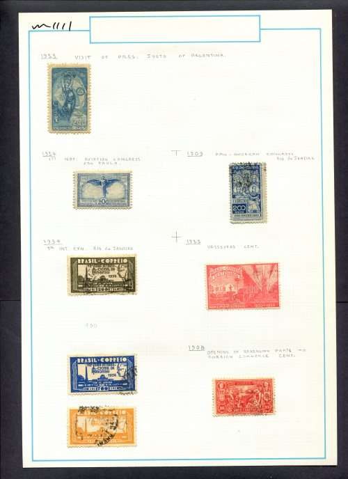 Brazil - 8 Stamps Mounted (Hinged) On Old Album Page