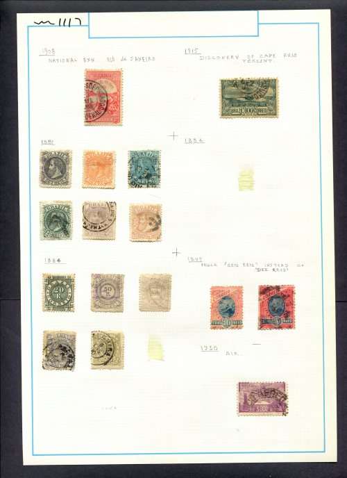 Brazil - 16 Stamps Mounted (Hinged) On Old Album Page
